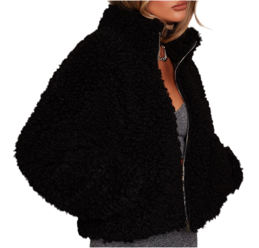 Aurora – Snygg damjacka i plysch med dragkedja